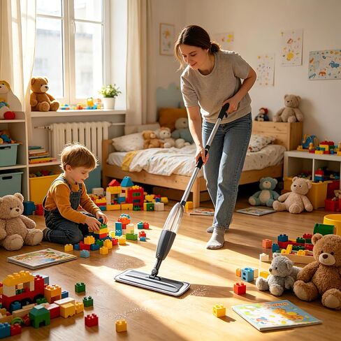 Spray Mop for Floor Cleaning with 360° Rotation - Multi-Surface Floor Cleaner for Wet/Dry Mopping Lightweight Handle for Kitchen Bathroom Hardwood&Tile Floors in Saudi Arabia