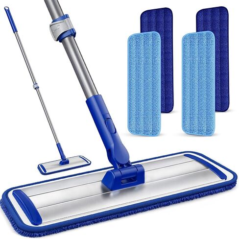 Microfiber Floor Mop for Hardwood Floors: 55" Adjustable Professional Flat Mop with 4 Washable Pads Stainless Steel Handle for Wet Dry Laminate Tile Vinyl Floor & Wall Cleaning in Kuwait