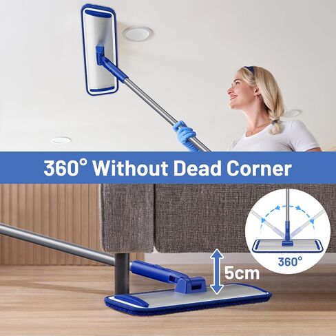 Microfiber Floor Mop for Hardwood Floors: 55" Adjustable Professional Flat Mop with 4 Washable Pads Stainless Steel Handle for Wet Dry Laminate Tile Vinyl Floor & Wall Cleaning in Kuwait