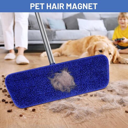 Microfiber Floor Mop for Hardwood Floors: 55" Adjustable Professional Flat Mop with 4 Washable Pads Stainless Steel Handle for Wet Dry Laminate Tile Vinyl Floor & Wall Cleaning in Kuwait