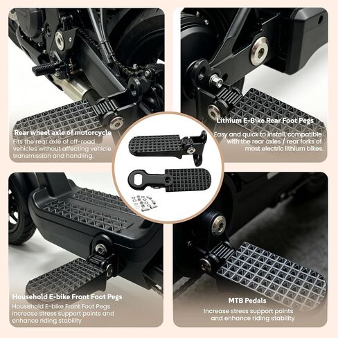Ebike Pegs for Ridstar Q20 with Mounting Bolts | Aluminium Alloy Non-Slip Foot Pegs with Lectric E-Bike Dirt Bike Mountain Bike Motorcycle Scooter in Kuwait