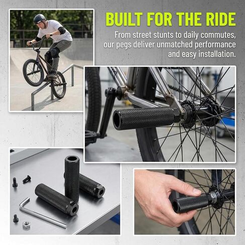 2 PCS Bicycle Pegs, Aluminum Alloy Bicycle Foot Pegs Bike Pegs Bicycle Footrests for Mountain Bikes Road Bike (100 * 28mm Black) in Kuwait