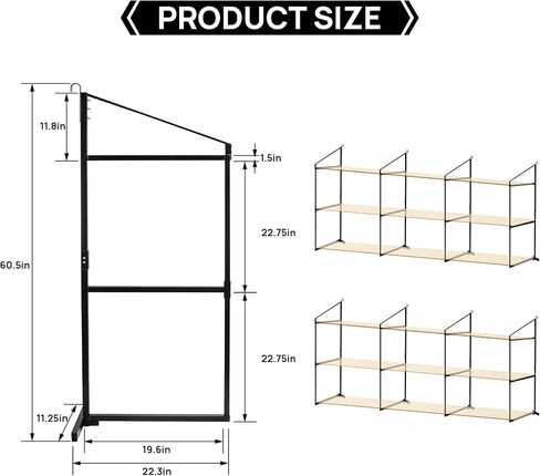 4 Pack Shipping Container Shelving Bracket with 60.5" H X 22.3" W, 3 Tiers Shipping Container Shelves-Bracket Rack with 1100 lbs Capacity - D-Ring Mount forHeavy Duty Cargo Shelves Rack in Kuwait
