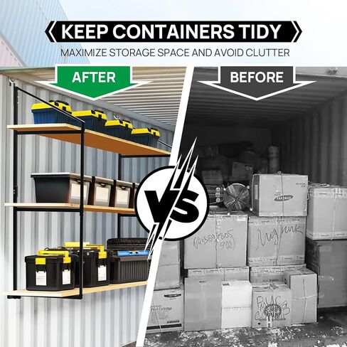 4 Pack Shipping Container Shelving Bracket with 60.5" H X 22.3" W, 3 Tiers Shipping Container Shelves-Bracket Rack with 1100 lbs Capacity - D-Ring Mount forHeavy Duty Cargo Shelves Rack in Kuwait