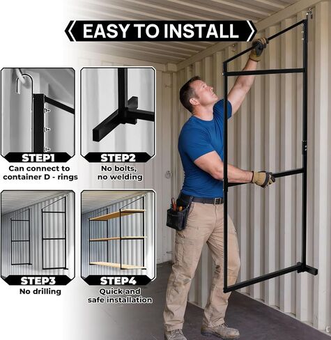 4 Pack Shipping Container Shelving Bracket with 60.5" H X 22.3" W, 3 Tiers Shipping Container Shelves-Bracket Rack with 1100 lbs Capacity - D-Ring Mount forHeavy Duty Cargo Shelves Rack in Kuwait