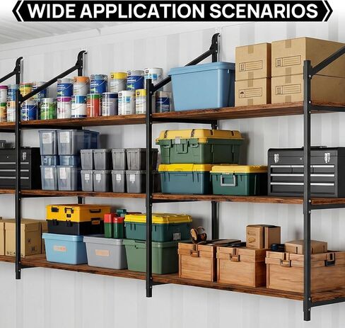 4 Pack Shipping Container Shelving Bracket with 60.5" H X 22.3" W, 3 Tiers Shipping Container Shelves-Bracket Rack with 1100 lbs Capacity - D-Ring Mount forHeavy Duty Cargo Shelves Rack in Kuwait