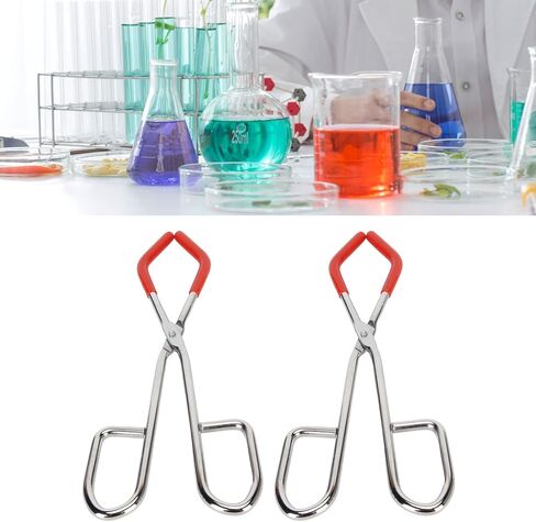 Generic Labs Beaker Tongs 2pcs Rust Strong Grip Rubber Coated for Laboratory Use Steel Tongs for 50mL to 2000mL Beakers in Kuwait