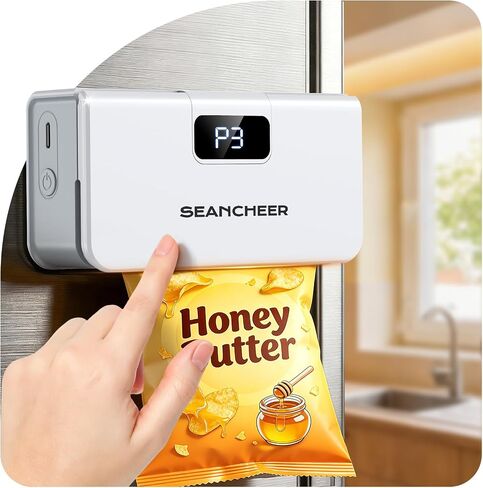 SEANCHEER Rechargeable Mini Bag Sealer, 6 Adjustable Levels Heat Sealer with Magnet & Cutter, Portable Bag Resealer for Chip, Mylar & Plastic Bags - Gift for Women Mom Wife Men Dad Husband Friends. in Kuwait
