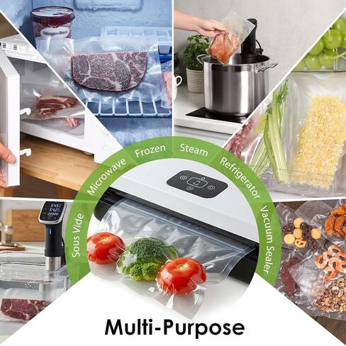 Vacuum Sealer Bags for Food, 200pcs Food Saver Seal Bags Quart 8" x 12", BPA Free Precut Commercial Grade, Puncture Resistant for Meal Prep, Sous Vide, Freezer in Kuwait