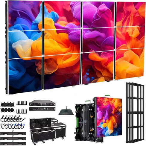 لوحة حائط فيديو LED، شاشة عرض LED للإيجار، شاشة إعلانية عملاقة بخلفية المسرح، P2.91 P3.9 P4.81 شاشة LED معيارية للأحداث والإعلانات التجارية (12، P3.91، 50*50 سم (1.64 قدم * 1.64 قدم)) in Kuwait