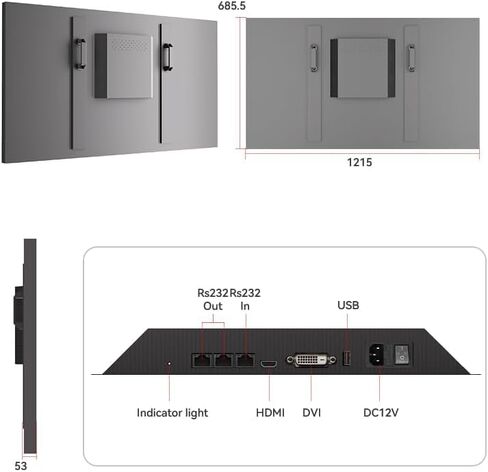 55" FHD Video Wall Digital Signage Display Panel, 700 nits, 24/7 Operation, Modular Splicing from 1x2 to 4x4 and More for Control Rooms, Recording Studios, Broadcast Studios & More in Kuwait