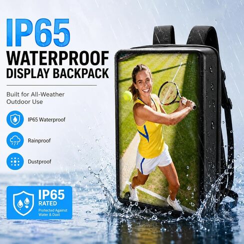 21.5 Inch IP65 Waterproof Advertising Backpack, 1000nits High Brightness LCD Digital Signage Backpack, Human Walking Backpacks Digital Billboard with USB/App/CMS Input for Auto ADs Playback in Kuwait