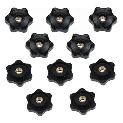 Black 1/4inch knobs Thumb Nuts Female Threaded Hexagon Thru Knob Clamping Nuts Knob t Track Accessories for Drill Press, Lathe, Calibration jig 10PCS in Kuwait