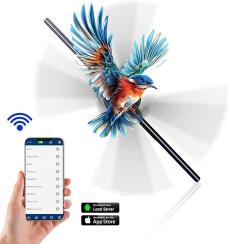 مروحة ثلاثية الأبعاد ثلاثية الأبعاد مع التحكم في تطبيق WiFi ومزامنة الصوت عبر البلوتوث، وشاشة إعلانية ثلاثية الأبعاد LED مع جهاز تحكم عن بعد وأكثر من 1500 مقطع فيديو لأحداث المعارض التجارية للبيع بالتجزئة (19.7) in Kuwait