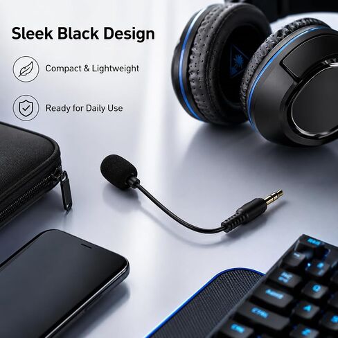 Headset Microphone, 3.5mm Plug, Adjustable 360 Degrees Bendable Jack, Black, for Gaming Headsets, Mic Headsets Accessories in Kuwait