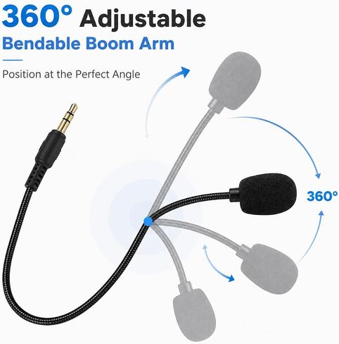 Headset Microphone, 3.5mm Plug, Adjustable 360 Degrees Bendable Jack, Black, for Gaming Headsets, Mic Headsets Accessories in Kuwait