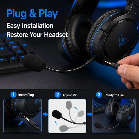 Headset Microphone, 3.5mm Plug, Adjustable 360 Degrees Bendable Jack, Black, for Gaming Headsets, Mic Headsets Accessories in Kuwait