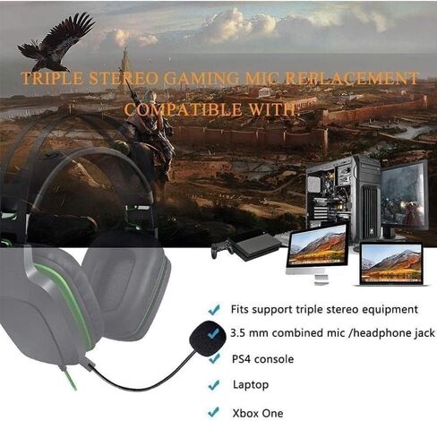 Headset Microphone, 3.5mm Plug, Adjustable 360 Degrees Bendable Jack, Black, for Gaming Headsets, Mic Headsets Accessories in Kuwait