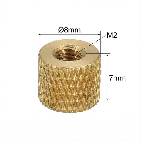 10PCS M2 Brass Knurled Thumb Nuts, 8mm OD x 7mm Height Hand-Tighten Nuts for Electronics, Machinery, 3D Printers, DIY Fastening and Precision Equipment Assembly in Kuwait