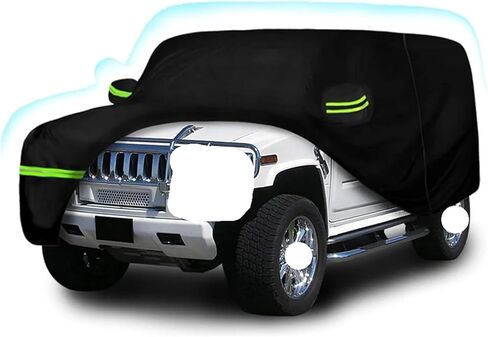 Car Cover, 210T Waterproof Car Covers ，Compatible for Hummer H2 SUV 2002-2009 All Weather with Zipper Door Snow Rain Dust Hail Protection,Weather Proof in Saudi Arabia
