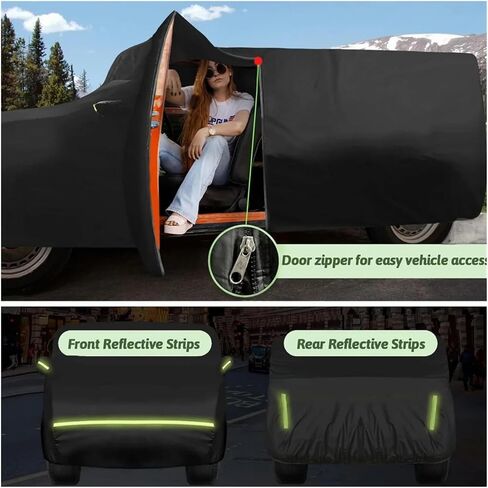 Car Cover, 210T Waterproof Car Covers ，Compatible for Hummer H2 SUV 2002-2009 All Weather with Zipper Door Snow Rain Dust Hail Protection,Weather Proof in Saudi Arabia