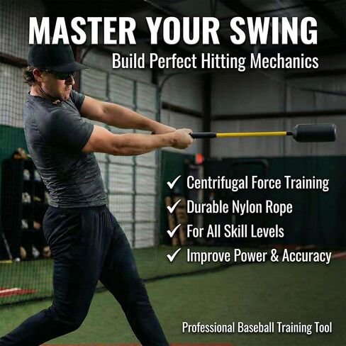 Baseball Swing Trainer Bat with 12 Soft Practice Balls & Carry Bag - Kinetic Chain Hitting Mechanics Tool with Adjustable Grip, Nylon Rope Centrifugal Force Corrector for All Skill Levels in Kuwait