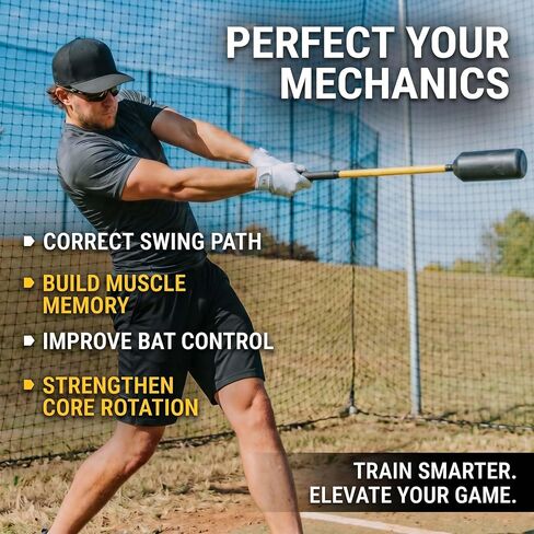 Baseball Swing Trainer Bat with 12 Soft Practice Balls & Carry Bag - Kinetic Chain Hitting Mechanics Tool with Adjustable Grip, Nylon Rope Centrifugal Force Corrector for All Skill Levels in Kuwait