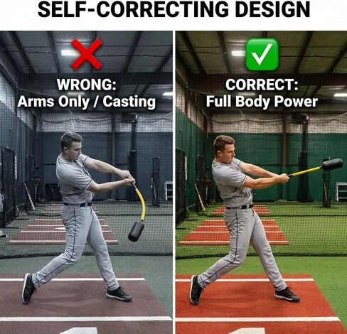 Baseball Swing Trainer Bat with 12 Soft Practice Balls & Carry Bag - Kinetic Chain Hitting Mechanics Tool with Adjustable Grip, Nylon Rope Centrifugal Force Corrector for All Skill Levels in Kuwait