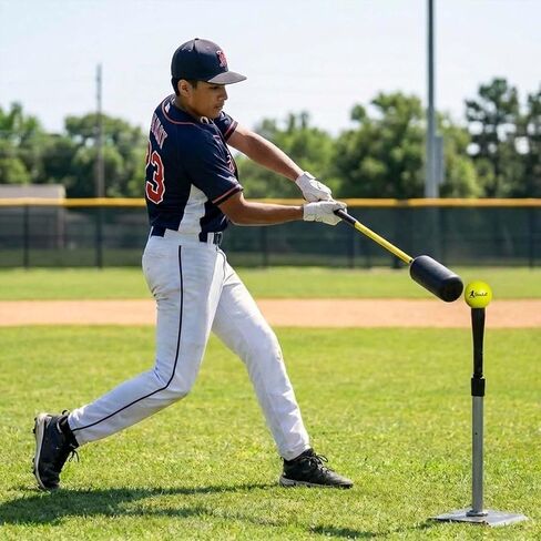 Baseball Swing Trainer Bat with 12 Soft Practice Balls & Carry Bag - Kinetic Chain Hitting Mechanics Tool with Adjustable Grip, Nylon Rope Centrifugal Force Corrector for All Skill Levels in Kuwait