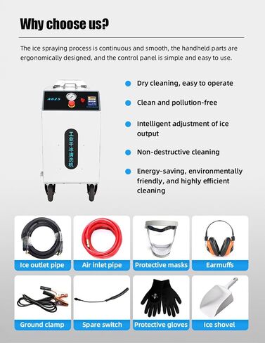 Smart Workshop Solution - Dry Ice Blasting Equipment with Wireless Spray Gun, Dry Ice Cleaning Machine with Accessories in Kuwait