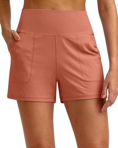 G4Free Comfy Ribbed Womens Shorts Dressy Casual High Waisted Athletic Lounge Trouser Shorts with Side Pockets in Saudi Arabia