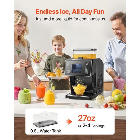 Countertop Shaved Ice Machine, Stainless Steel Blade, 44 lbs/Day, 8 Adjustable Speeds, 0.8L Tank, for Snow Cones and Frozen Drinks in Kuwait