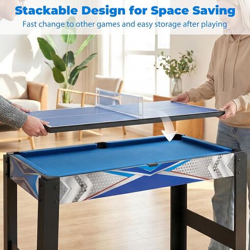Goplus 6-in-1 Multi Game Table, Combo Game Table w/Basketball, Billiards, Ping Pong, Hockey, Shuffleboard, Bowling, Adults Space Saving Combination Game Table Set for Party, Game Room, Arcade in Kuwait