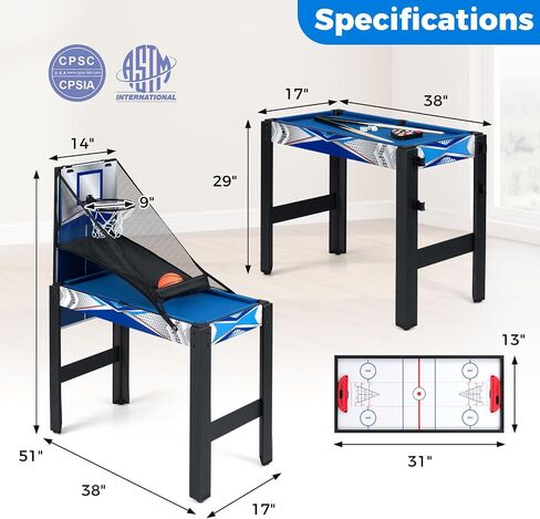 Goplus 6-in-1 Multi Game Table, Combo Game Table w/Basketball, Billiards, Ping Pong, Hockey, Shuffleboard, Bowling, Adults Space Saving Combination Game Table Set for Party, Game Room, Arcade in Kuwait