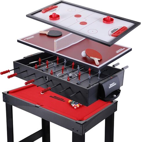 Sports Illustrated - 35" 4-in-1 Multi-Game Table – Foosball, Air Hockey, Table Tennis & Billiards Combo Set with Accessories for Kids, Teens & Family Game Nights in Kuwait