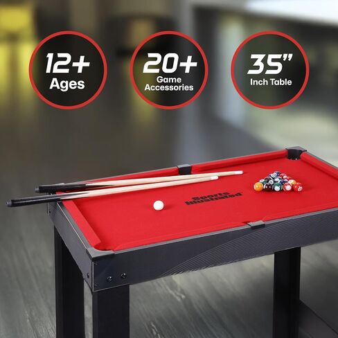 Sports Illustrated - 35" 4-in-1 Multi-Game Table – Foosball, Air Hockey, Table Tennis & Billiards Combo Set with Accessories for Kids, Teens & Family Game Nights in Kuwait