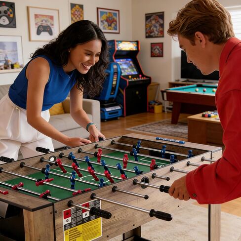 GYMAX Multi Game Table, 48 Inch Foosball & Billiards 2 in 1 Swivel Combo Game Table with 2 Balls, Space-Saving Design for Family Night, Game Room, Party in Kuwait