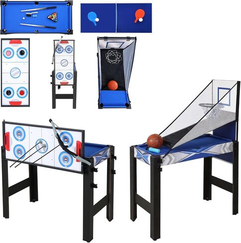 5-in-1 Multi Game Combination Table Set Table Tennis Table, Pool Table, Archery, Slide Hockey, Basketball Shooting for Family Parent-Child Interactive Game Table for Kids in Kuwait