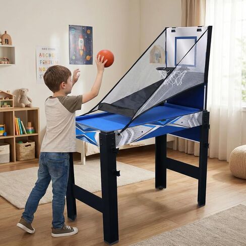 5-in-1 Multi Game Combination Table Set Table Tennis Table, Pool Table, Archery, Slide Hockey, Basketball Shooting for Family Parent-Child Interactive Game Table for Kids in Kuwait