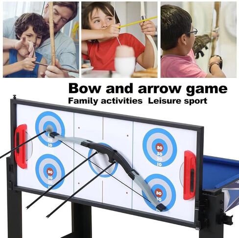 5-in-1 Multi Game Combination Table Set Table Tennis Table, Pool Table, Archery, Slide Hockey, Basketball Shooting for Family Parent-Child Interactive Game Table for Kids in Kuwait