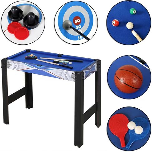 5-in-1 Multi Game Combination Table Set Table Tennis Table, Pool Table, Archery, Slide Hockey, Basketball Shooting for Family Parent-Child Interactive Game Table for Kids in Kuwait