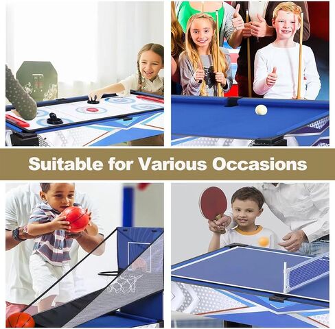 5-in-1 Multi Game Combination Table Set Table Tennis Table, Pool Table, Archery, Slide Hockey, Basketball Shooting for Family Parent-Child Interactive Game Table for Kids in Kuwait