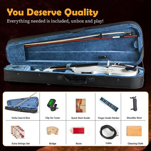 4/4 Acoustic Electric Violin for Amplifier Use, White Finish, Solid Spruce Top with Maple Back, Ebony Fittings, Carbon Fiber Tailpiece, Full Size Starter Kit for Beginners and Adults in Saudi Arabia