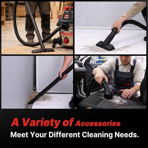 Shop-Vac 8 Gallon 4.5 Peak HP Wet/Dry Vacuum, Stainless Steel Tank, Portable with Drain Port, Blower Port, Hose and Accessories for Garage, Workshop, Jobsite, and Patio in Kuwait
