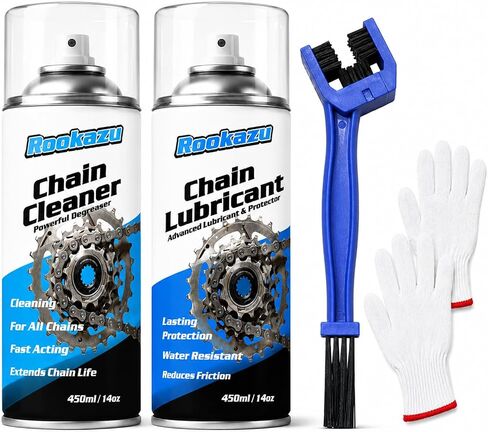 Chain Cleaner Kit for Motorcycle & Bicycle, with Chain Cleaner & Lube, Brushes, Gloves, Tools – Complete Cleaning & Lubricating Set for All Bikes, Street Bikes, Karts, Smooth Drive Train in Kuwait