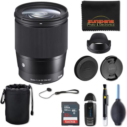 16 مم F1.4 DC DN عدسة معاصرة لـ Sony E مع حزمة Sunshine Photo Advanced - 4 سنوات ضمان الشركة المصنعة الولايات المتحدة الأمريكية in Kuwait