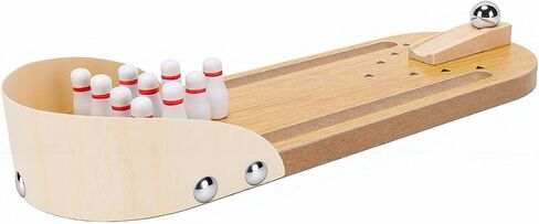 EVGATSAUTO Tabletop Mini Bowling Game Set Wooden Desktop Bowling Alley 30 X 10cm with 10 Pins and Metal Ball Portable Desk Toy for Adults Teens Office Home in Kuwait
