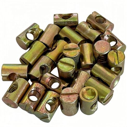 NACX M6 x 15mm Slotted Barrel Nuts Cross Dowel Slotted Nuts, 25Pcs in Kuwait