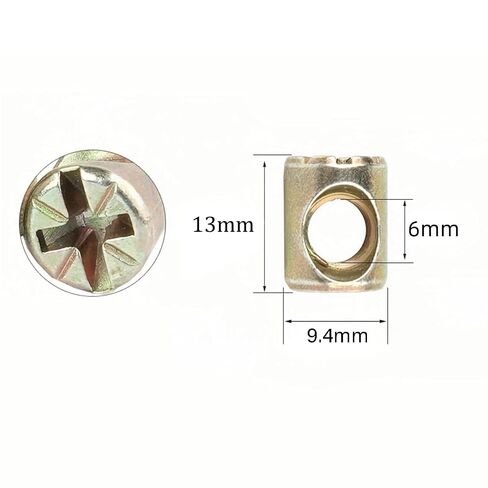 NACX M6 x 13mm Cross Barrel Nuts Cross Dowel Slotted Nuts, 20Pcs in Kuwait