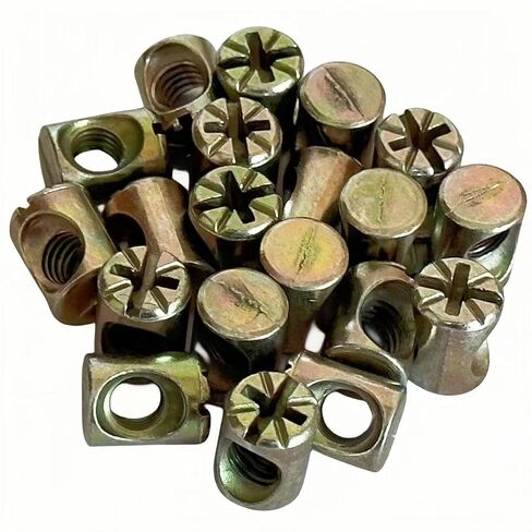 NACX M6 x 13mm Cross Barrel Nuts Cross Dowel Slotted Nuts, 20Pcs in Kuwait